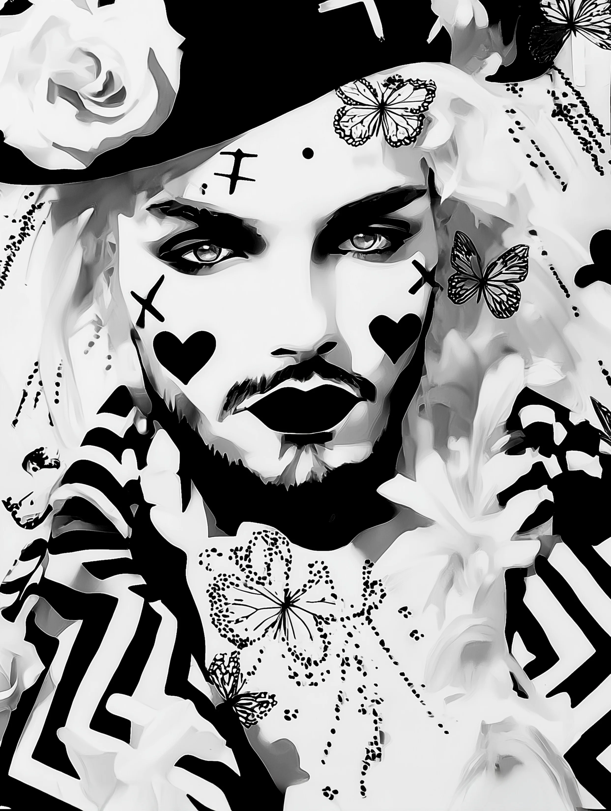 Free printable pirate coloring pages for adults featuring hearts on face pirate man